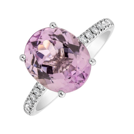 Prsten s kunzitem a diamanty Purple Glory