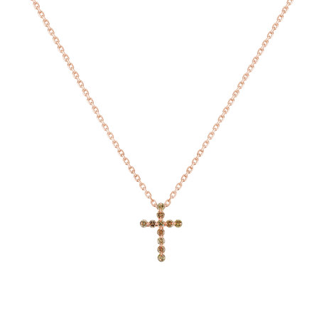 Přívěs s hnědými diamanty Luxury Cross