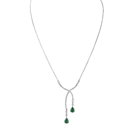 Náhrdelník s diamanty a smaragdy Emerald Tear