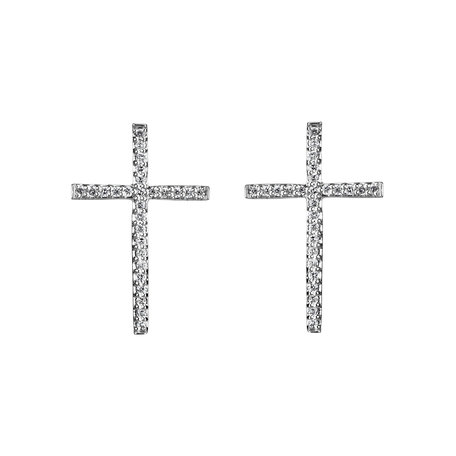 Náušnice s diamanty Shimmering Cross