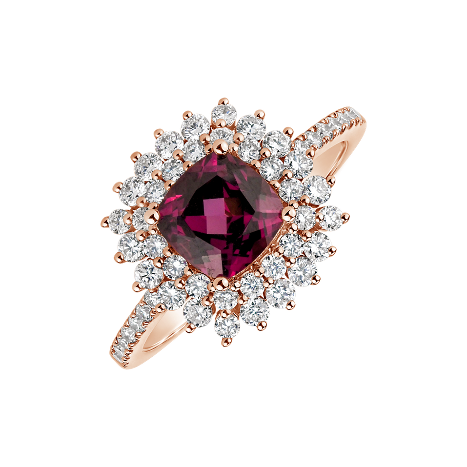 Prsten s rhodolitem a diamanty Elegant Passion