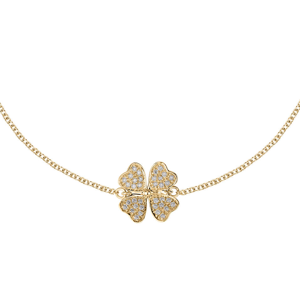 Náramek s diamanty Four Leaf Clover