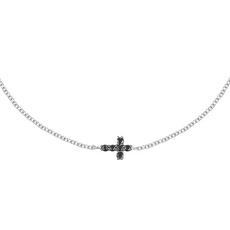 Náramek s černými diamanty Shiny Cross