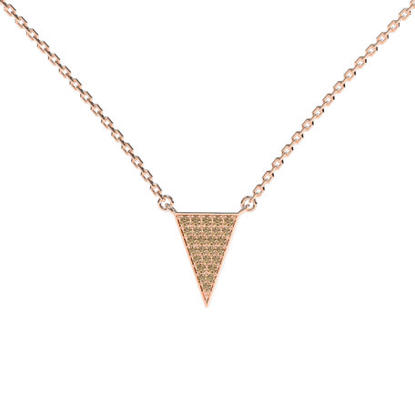 Náhrdelník s hnědými a bílými diamanty Shiny Triangle