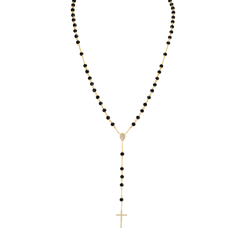 Náhrdelník s černými diamanty Elegant Cross