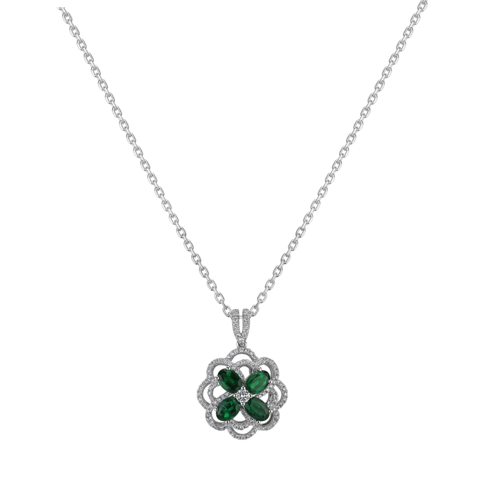 Přívěs s diamanty a smaragdy Lucky  Clover