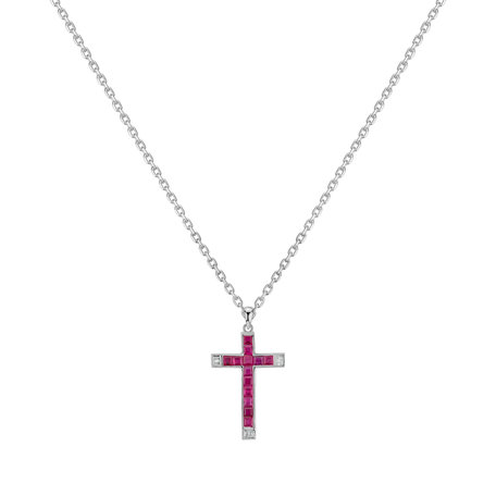 Přívěs s diamanty a rubíny Love Cross