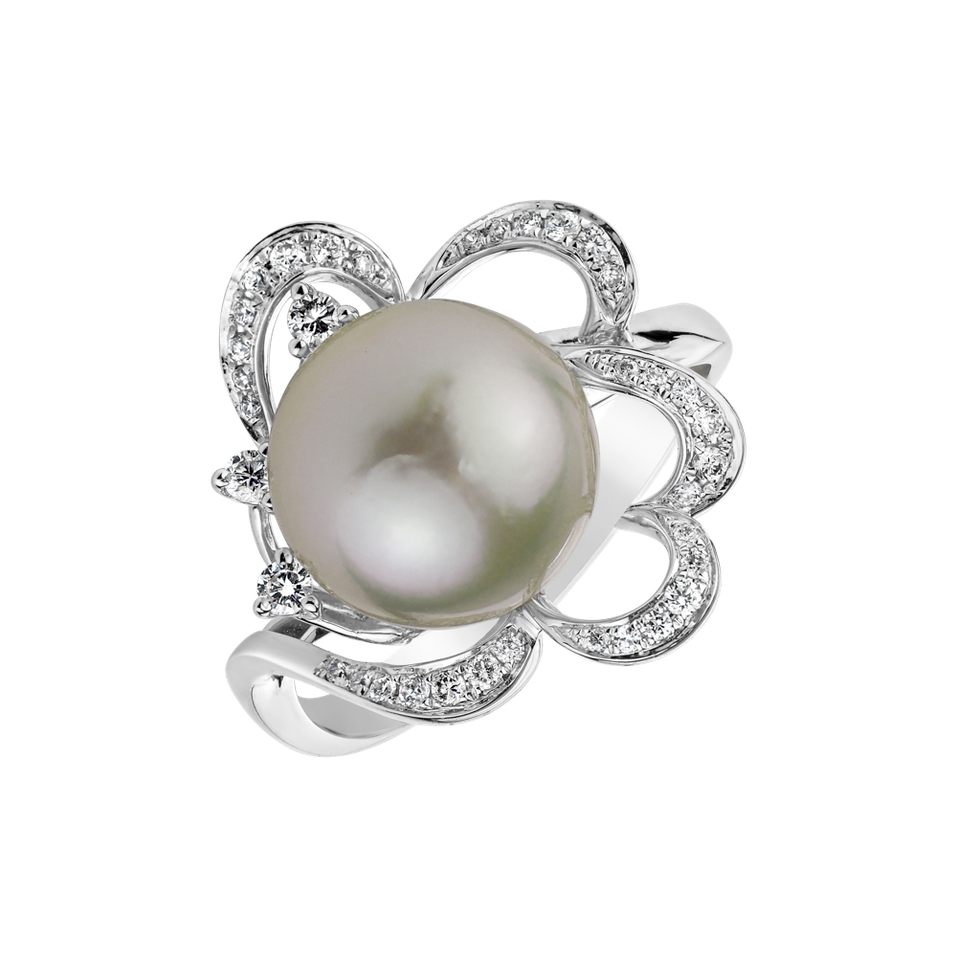 Prsten s perlou a diamanty Pearl Romance