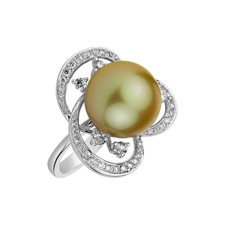 Prsten s perlou a diamanty Pearl Renaissance