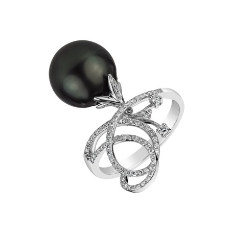 Prsten s perlou a diamanty Pearl Secret