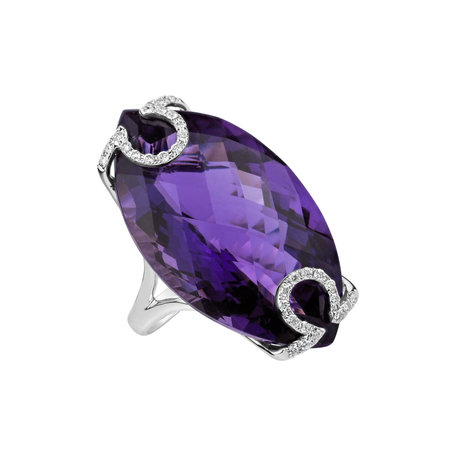 Prsten s ametystem a diamanty Purple Glow