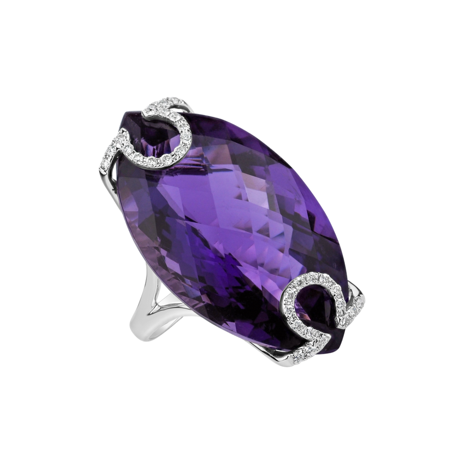 Prsten s ametystem a diamanty Purple Glow