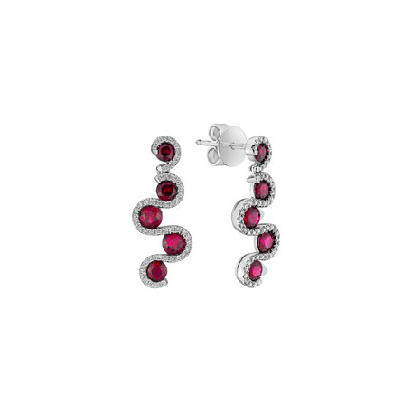 Náušnice s rubíny a diamanty Ruby Pulse