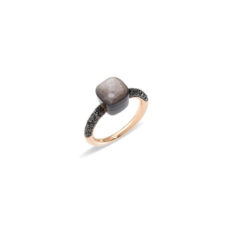 Prsten s diamanty a obsidianem Nudo Petit Ring