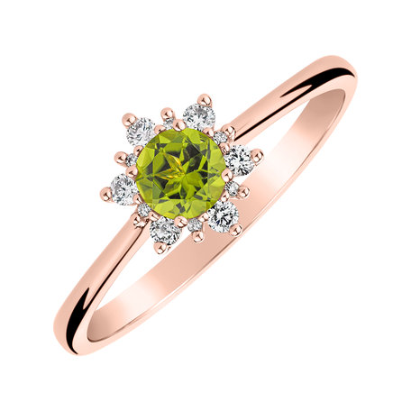 Prsten s diamanty a peridotem Glowing Starlet