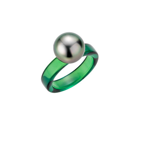 Prsten s perlou Tahitipearle Smaragd