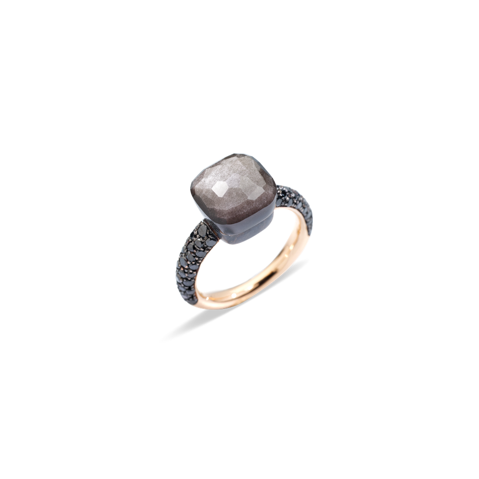 Prsten s titanem, diamanty a obsidianem Nudo Classic Ring