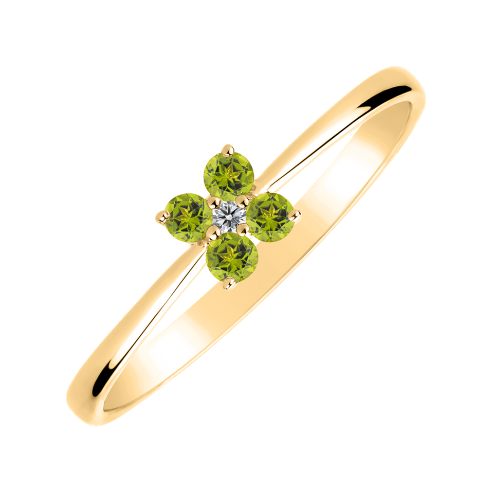 Prsten s diamantem a peridoty Divine Bloom