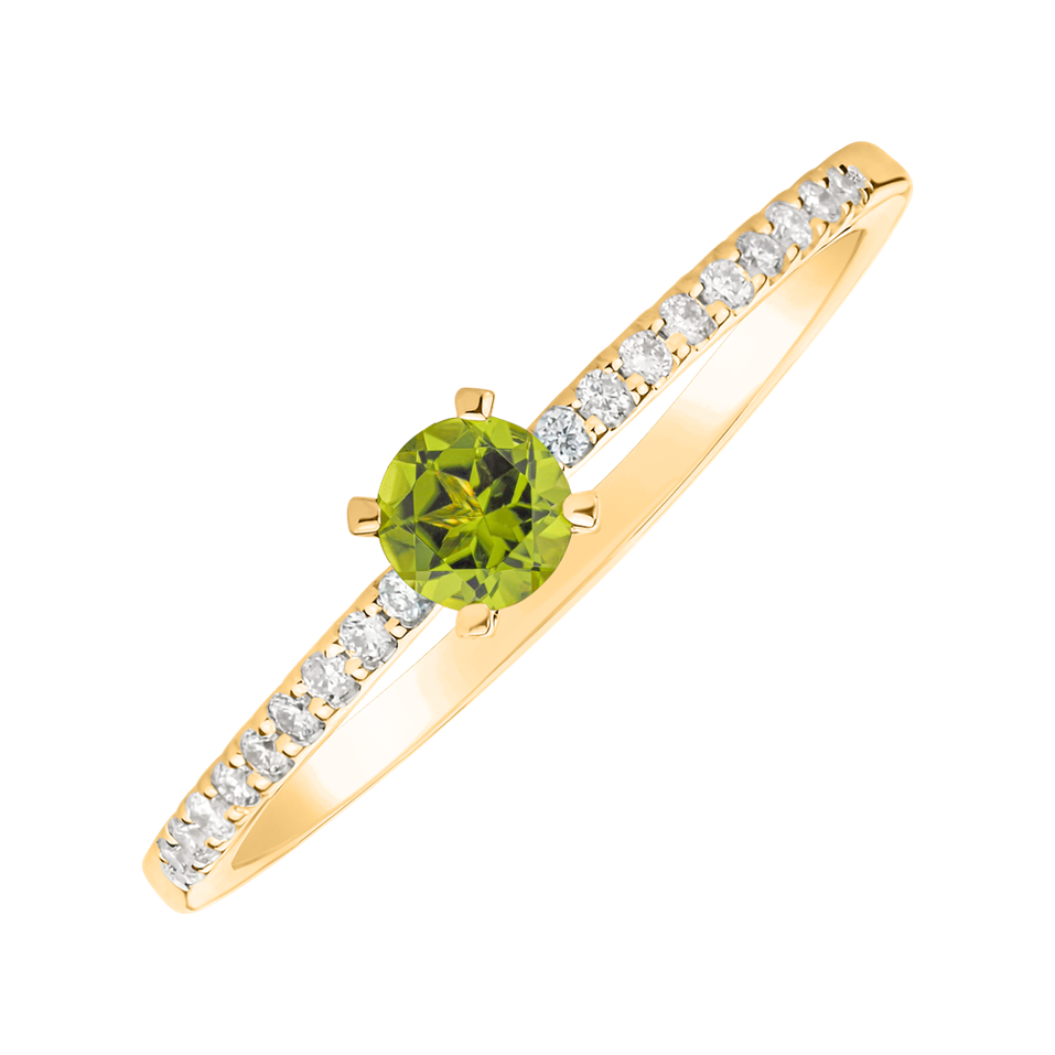 Prsten s diamanty a peridotem Gem Simplicity